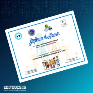 Editable Chile CESFAM Cerrillos de Tamaya Honorary Diploma Page Preview - EditDocs