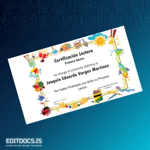 Editable Chile Certificado de Certificación Lectora Primero Básico Template Page Preview - EditDocs