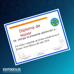 Editable Chile Colegio Alain Honor Diploma Template Page Preview - EditDocs