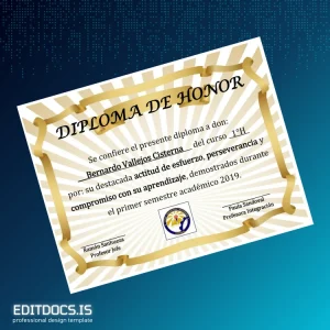 Editable Chile Diploma de Honor Template Page Preview - EditDocs