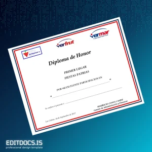 Editable Chile Diploma of Honor in Fiestas Patrias Template Page Preview - EditDocs