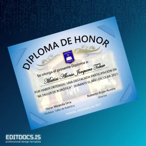 Editable Chile Escuela Palmilla Honor Diploma Template Page Preview - EditDocs