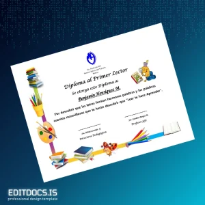 Editable Chile Escuela Particular N°1 Nuestra Señora del Tránsito Diploma al Primer Lector Template Page Preview - EditDocs