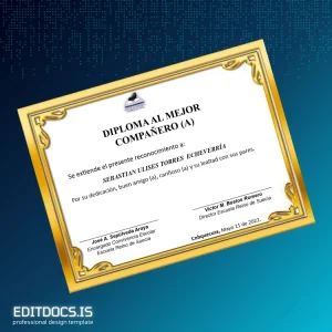 Editable Chile Escuela Reino de Suecia Diploma for Best Companion Template Page Preview - EditDocs