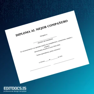 Editable Chile La Serena Mejor Companero Diploma Page Preview - EditDocs