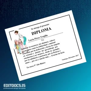 Editable Chile Lucia Pérez Trujillo 5th Year Basic Diploma Template Page Preview - EditDocs