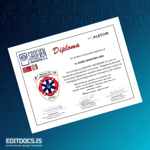 Editable Chile Sadeven Ingenieria S.A. Emergency Brigade Diploma Page Preview - EditDocs