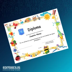 Editable Chile Santo Domingo School Educational Recognition Diploma Page Preview - EditDocs