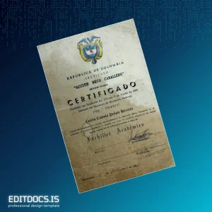 Editable Colombia Agustin Nieto Caballero Institute High School Diploma Page Preview - EditDocs