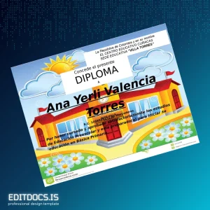 Editable Colombia Centro Educativo Curacas Preschool Education Diploma Page Preview - EditDocs