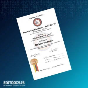 Editable Colombia Centro de Educación Básica y Media No. 120 High School Diploma Page Preview - EditDocs