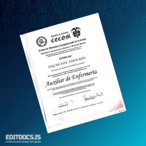 Editable Colombia Centro de Educación Computarizada de la Costa Auxiliary Nursing Diploma Page Preview - EditDocs
