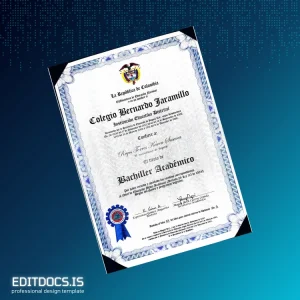 Editable Colombia Colegio Bernardo Jaramillo High School Diploma Template Page Preview - EditDocs