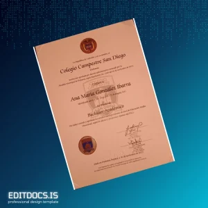 Editable Colombia Colegio Campestre San Diego High School Diploma Page Preview - EditDocs