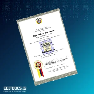 Editable Colombia Colegio Guillermo León Valencia High School Diploma Page Preview - EditDocs