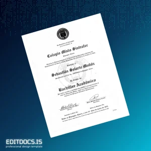 Editable Colombia Colegio Mixto Sintrafe Bachelor of Arts Diploma Page Preview - EditDocs