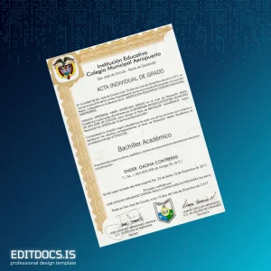 Editable Colombia Colegio Municipal Aeropuerto Bachelor of Academic Studies Template Page Preview - EditDocs