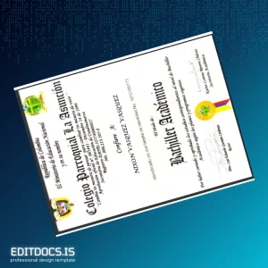 Editable Colombia Colegio Parroquial La Asunción High School Diploma Page Preview - EditDocs
