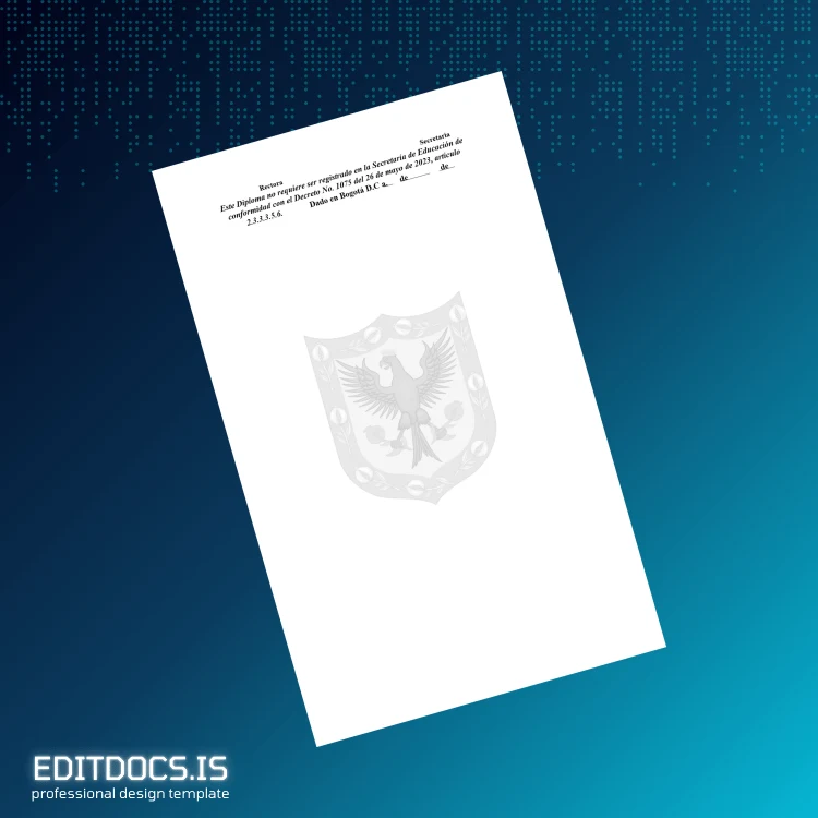Editable Colombia Colegio Técnico Class High School Diploma page 2 Page Preview - EditDocs