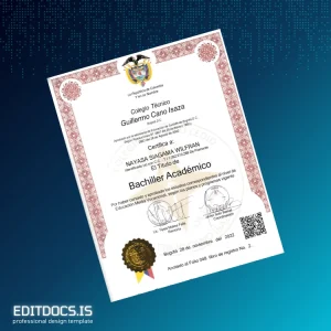 Editable Colombia Colegio Técnico Guillermo Cano Isaza High School Diploma Template Page Preview - EditDocs