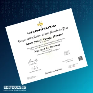 Editable Colombia Corporación Universitaria Minuto de Dios Engineer of Systems Diploma Page Preview - EditDocs