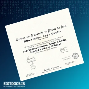 Editable Colombia Corporación Universitaria Minuto de Dios Specialist in Management of Labor Risks, Safety, and Health at Work Template Page Preview - EditDocs