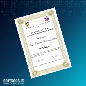 Editable Colombia Educational Institution for Social Promotion of Cartagena Primary Education Diploma Page Preview - EditDocs