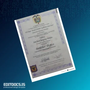 Editable Colombia El Colegio Técnico CEDID Guillermo Cano Isaza Technical High School Diploma Specialization in Accounting and Finance Page Preview - EditDocs