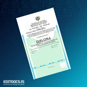 Editable Colombia Escuela Las Palomas Primary Education Diploma Page Preview - EditDocs