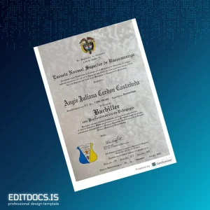 Editable Colombia Escuela Normal Superior de Bucaramanga High School Diploma Page Preview - EditDocs
