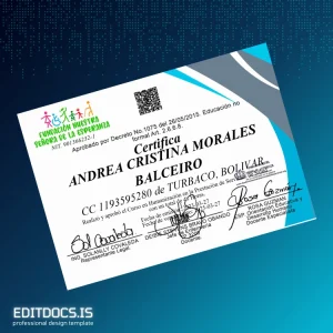 Editable Colombia Fundación Nuestra Señora de la Esperanza Course Certificate in Humanization Page Preview - EditDocs