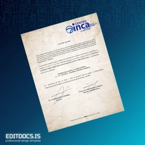 Editable Colombia INCA Center Technical Labor Diploma in Recreation and Preschool Education Page Preview - EditDocs