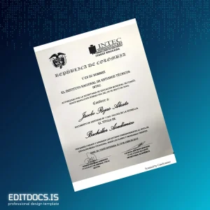 Editable Colombia INTEC Academic Bachelor Certificate Template Page Preview - EditDocs