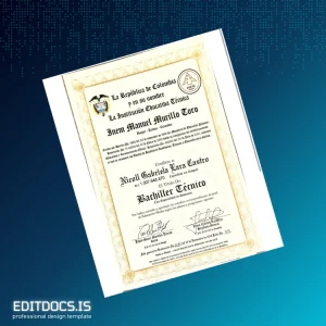 Editable Colombia Inem Manuel Murillo Toro Técnico Certificate Page Preview - EditDocs