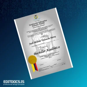 Editable Colombia Institución Educativa Antonio Nariño Academic Bachelor Degree Certificate Page Preview - EditDocs
