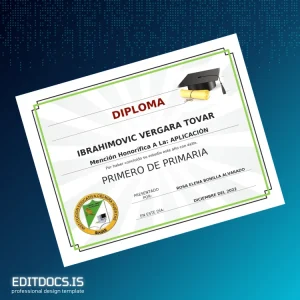 Editable Colombia Institución Educativa Celmira Huertas Primero de Primaria Diploma Template Page Preview - EditDocs