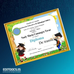 Editable Colombia Institución Educativa De Sabanalarga CODESA Transition Diploma Template Page Preview - EditDocs