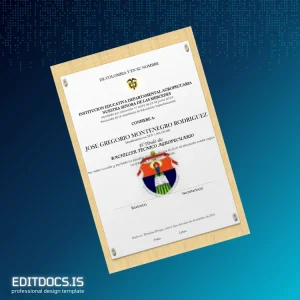 Editable Colombia Institución Educativa Departamental Agropecuaria Nuestra Señora de las Mercedes Technical High School Diploma Template Page Preview - EditDocs