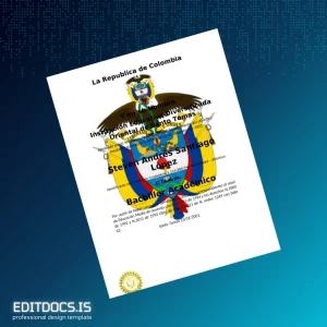 Editable Colombia Institución Educativa Diversificada Oriental de Santo Tomás Academic Bachelor Diploma Template Page Preview - EditDocs