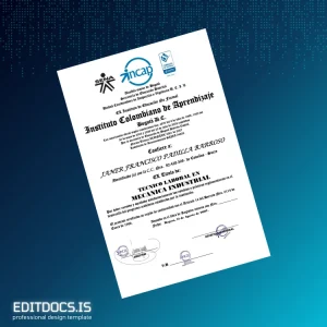 Editable Colombia Instituto Colombiano de Aprendizaje Técnico Laboral en Mecánica Industrial Template Page Preview - EditDocs