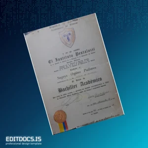 Editable Colombia Instituto Pestalozzi Academic Bachelor Diploma Template Page Preview - EditDocs