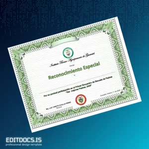 Editable Colombia Instituto Técnico Agropecuario de Guavatá Special Recognition Certificate Page Preview - EditDocs