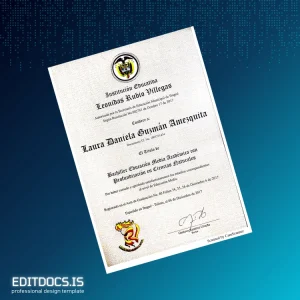 Editable Colombia Leonidas Rubio Villegas Educational Institution Bachelor of Education with emphasis in Natural Sciences Certificate Page Preview - EditDocs