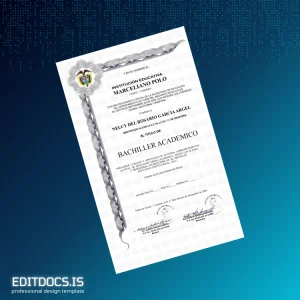 Editable Colombia Marceliano Polo Academic Bachelor Diploma Page Preview - EditDocs