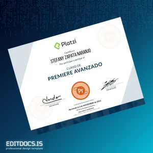Editable Colombia Platzi Advanced Premiere Course Certificate Page Preview - EditDocs