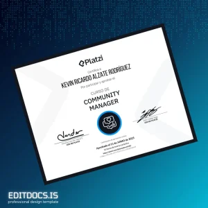 Editable Colombia Platzi Community Manager Diploma Template Page Preview - EditDocs