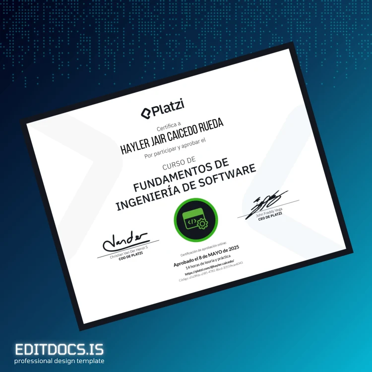 Editable Colombia Platzi Diploma in Software Engineering Template Page Preview - EditDocs
