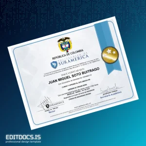 Editable Colombia Politécnico de Suramericana Diploma in Financial Management Template Page Preview - EditDocs