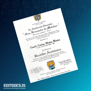 Editable Colombia San Fernando de Melchor High School Academic Bachelor Diploma Page Preview - EditDocs