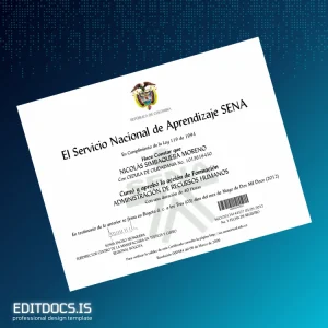 Editable Colombia Servicio Nacional de Aprendizaje SENA Course Completion Certificate in Human Resource Management Page Preview - EditDocs